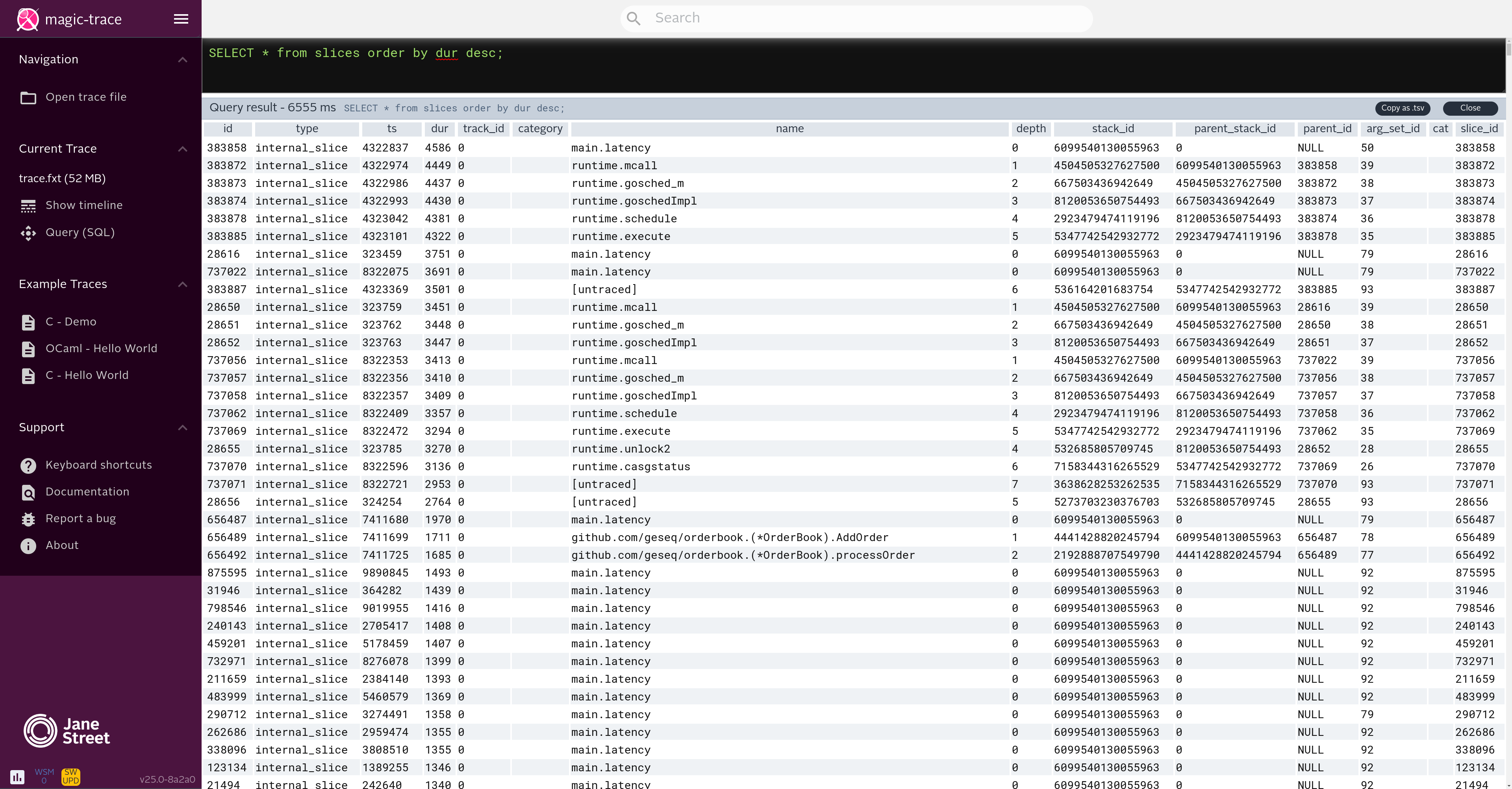 Magic Trace SQL Query